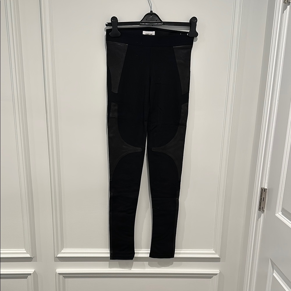 Helmut Lang Leather Detail Leggings.